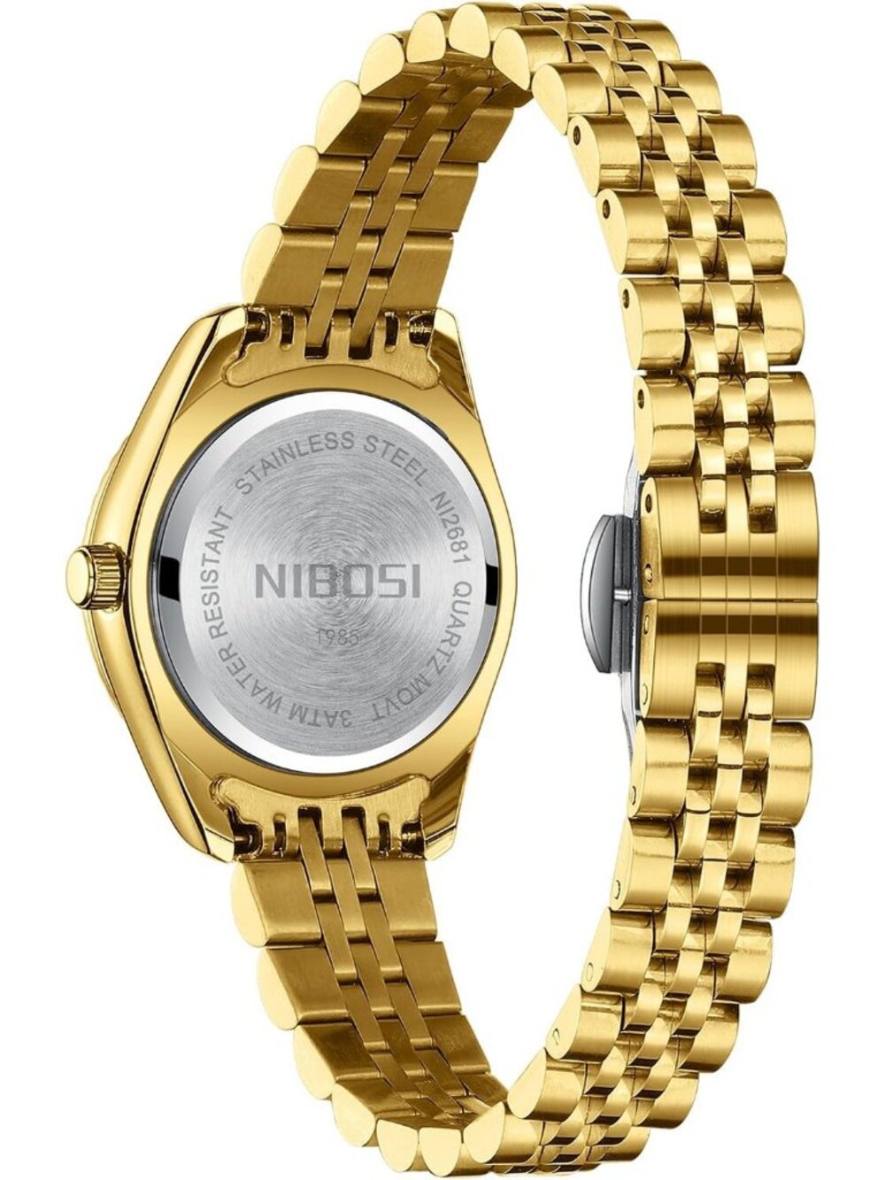 Nibosi Women's All Gold Analog Quartz Stainless Steel Waterproof Luxury Watch - Picture 4 of 6